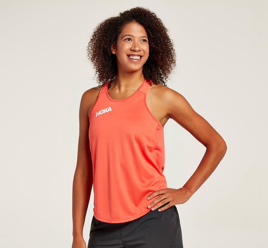 Haut Hoka One One Performance Tank Femme - Orange - GJK-423876